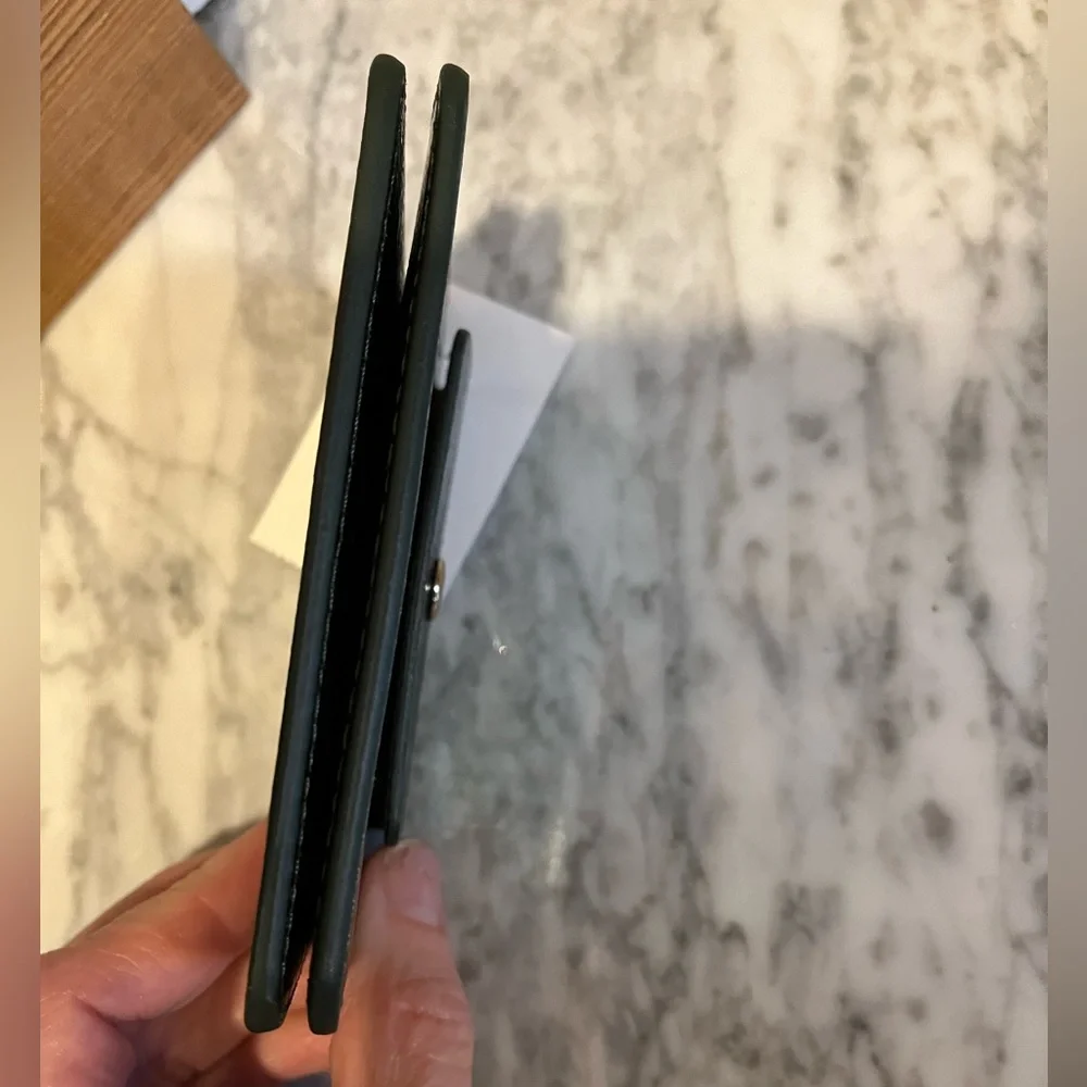 J. Crew metallic green card holder, NWT
